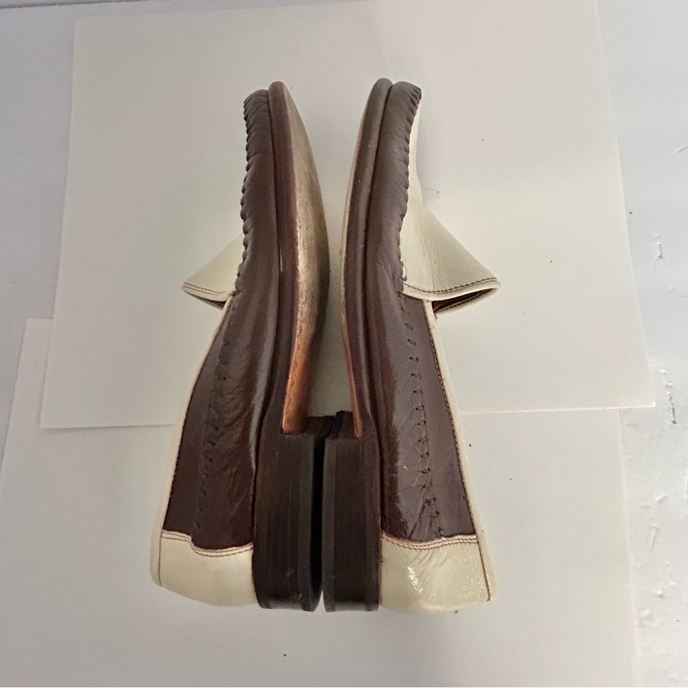 Vtg Maggio & Rossetto Mens Size 6.5 Loafers Brown Ivory Whipped Stitching Detail - Picture 9 of 11